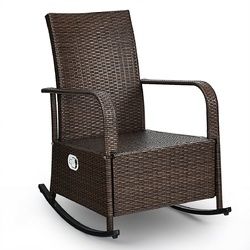 Patio Wicker Porch Garden Lawn Reclining Rocking Chair