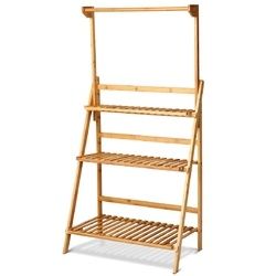 3 Tiers Bamboo Hanging Folding Plant Shelf Stand