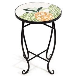 Outdoor Indoor Steel Accent Plant Stand Cobalt Table