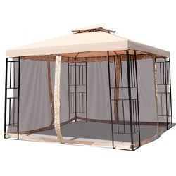 10 x 10 ft 2 Tier Vented Metal Gazebo Canopy with Mosquito Netting