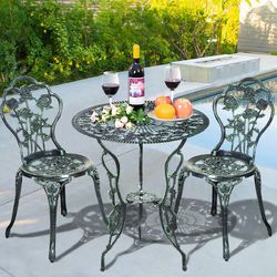 Cast Aluminum Bistro Rose Furniture Set