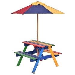 4 Seat Kids Picnic Folding Garden Umbrella Table