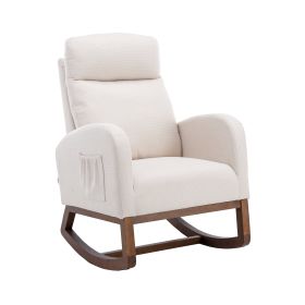 COOLMORE Rocking Chair, Modern Glider Chair, Recliner Armchair with Wood Legs and Side Pocket