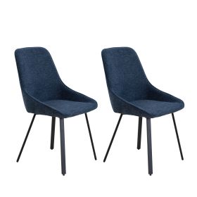 Dining Chairs set of 2, Upholstered Side Chairs, Adjustable Kitchen Chairs Accent Chair Cushion Upholstered Seat with Metal Legs for Living Room Blue