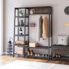 3 in 1 Metal Hall Tree; Freestanding Closet Organizer with Shelves and Shoe Rack