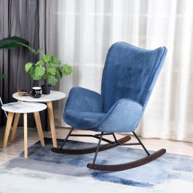 Upholstered Rocking Chair Rocker for Living Room Bedroom, Blue