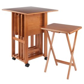 Sophia 5-Pc Snack Table Set; Drop Leaf Top; Teak