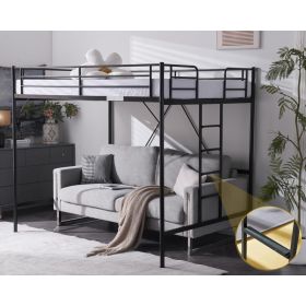 VINGLI Loft Bed Full Size with Flat Rungs for Adults, Kids and Young Teens, No Box Spring Required,Heavy Duty Metal Slat Support