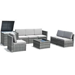 8 Pcs Outdoor Patio Furniture Set Rattan Wicker Sofa Set