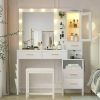 Makeup Vanity Organizer Makeup Vanity Desk With Mirror and Lights Dressers for Bedroom Furniture 5 Drawers & Storage Bag Dresser