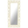 Hand Carved Mirror White 43.3"x19.7" Solid Mango Wood