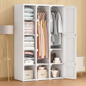 Portable Closet Clothes Wardrobe Plastic Bedroom Armoire 14"x20" Depth Cube Storage Organizer with Hanging Rod and Doors