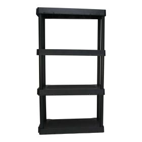 Hyper Tough Plastic 4-Tier Storage Shelves 47.6"H x 21.75"W x 14"D, 240lb Total Capacity, Black