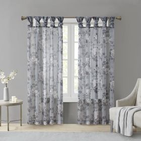 Printed Floral Twist Tab Top Voile Sheer Curtain(Only 1 Pc Panel)