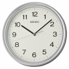 Seiko 11" Oita Wall Clock, Metallic Silver Traditional Round Quartz Analog QHA008SLH