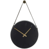 DecMode 16" Black Stainless Steel Wall Clock with Leather Hanging Straps