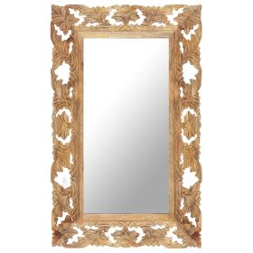 Hand Carved Mirror Brown 31.5"x19.7" Solid Mango Wood