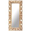 Hand Carved Mirror Brown 43.3"x19.7" Solid Mango Wood