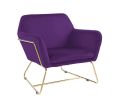 Keira 29.5" Purple Velvet Accent Chair with Metal Base