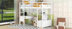 Twin Size Loft Bed with Built-in Desk with Two Drawers, and Storage Shelves and Drawers,White