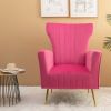 Velvet Accent Chair, Wingback Arm Chair with Gold Legs, Upholstered Single Sofa for Living Room Bedroom