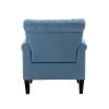 Mid-Century Modern Accent Chair, Linen Armchair w/Tufted Back/Wood Legs, Upholstered Lounge Arm Chair Single Sofa for Living Room Bedroom,Light Blue