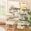 Makeup Vanity Organizer Makeup Vanity Desk With Mirror and Lights Dressers for Bedroom Furniture 5 Drawers & Storage Bag Dresser