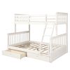 Twin Over Full Bunk Bed with Storage Drawers, Wooden Bunk Bed with Ladder and Safety Guard Rails –White