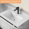 31" LED Floating Bathroom Vanity with Sink, High Gloss Single Sink Wall Mounted Bathroom Storage Vanity Cabinet, White