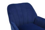 Modern Mid Century Chair velvet Sherpa Armchair for Living Room Bedroom Office Easy Assemble(NAVY)