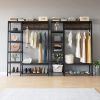 3 in 1 Metal Hall Tree; Freestanding Closet Organizer with Shelves and Shoe Rack