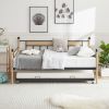 Daybed, sofa bed metal framed with trundle twin size, black, 77''L x 40.6'' W x 14.5'' H