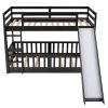 Twin Over Twin Bunk Bed with Slide and Ladder, Espresso(Old SKU:LP000009AAP)