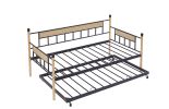 Daybed, sofa bed metal framed with trundle twin size, black, 77''L x 40.6'' W x 14.5'' H