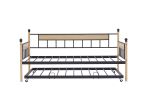 Daybed, sofa bed metal framed with trundle twin size, black, 77''L x 40.6'' W x 14.5'' H