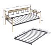 Daybed, sofa bed metal framed with trundle twin size, black, 77''L x 40.6'' W x 14.5'' H