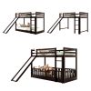 Twin Over Twin Bunk Bed with Slide and Ladder, Espresso(Old SKU:LP000009AAP)