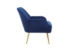 Modern Mid Century Chair velvet Sherpa Armchair for Living Room Bedroom Office Easy Assemble(NAVY)