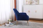 Modern Mid Century Chair velvet Sherpa Armchair for Living Room Bedroom Office Easy Assemble(NAVY)