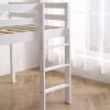 Elevated Cross Bracing Straight Ladder Twin Pine Wooden Bed White