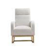 [Video] Welike 27.6"W Modern Accent High Backrest Living Room Lounge Arm Rocking Chair, Two Side Pocket ,Teddy White (Ivory)