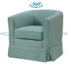 Tucker 28" Aquamarine Teal Woven Fabric Swivel Barrel Chair