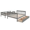 Stairway Twin-Over-Full Bunk Bed with Drawer, Storage and Guard Rail for Bedroom, Dorm, for Adults, Gray color(Old SKU: LP000219AAE)