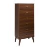 Traditional 6-Drawer Tall Dresser for Bedroom, Functional Bedroom Dresser Chest of Drawers 16" x 25" x 56.25", Cherry