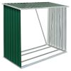 Garden Log Storage Shed Galvanized Steel 64.2"x32.7"x60.6" Green