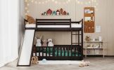 Twin Over Twin Bunk Bed with Slide and Ladder, Espresso(Old SKU:LP000009AAP)