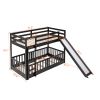 Twin Over Twin Bunk Bed with Slide and Ladder, Espresso(Old SKU:LP000009AAP)