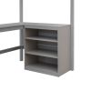 Twin size Loft Bed with Shelves and Desk, Wooden Loft Bed with Desk - Gray(OLD SKU:LT000537AAE)