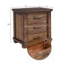 Rustic Reclaimed Solid Wood Framhouse 3 Pieces Storage Queen Bedroom Sets,Queen Bed and 2 Nightstands