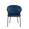 Dining Chairs set of 2, Upholstered Side Chairs, Kitchen Chairs Accent Chair Cushion Upholstered Seat with Metal Legs for Living Room Blue